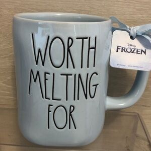 Disney Frozen “Worth Melting For” Rae Dunn Baby Blue Coffee Mug Hot Chocolate